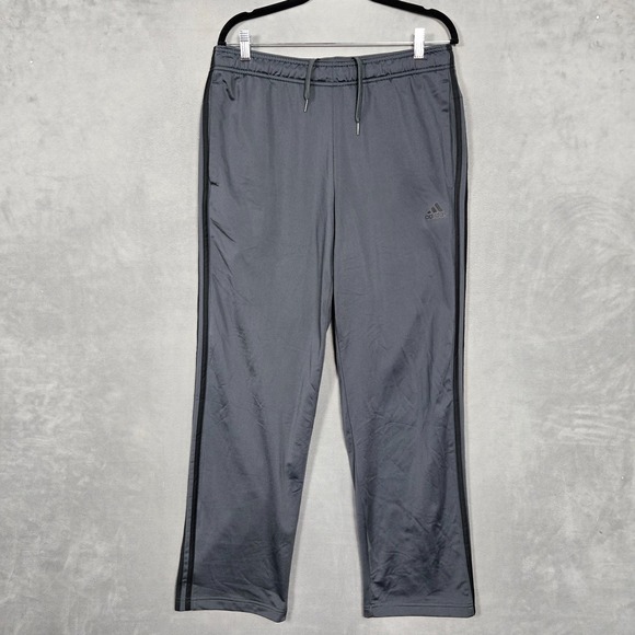 Adidas Warm Up Open Hem 3 Stripes Track Training Pants Gray black mens Large - Picture 1 of 11